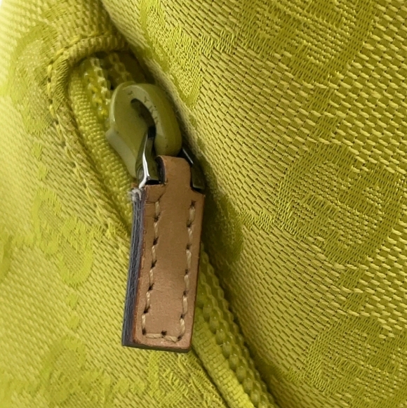 Gucci 🍋 GG Canvas Leather Jackie Yellow Green Shoulder Bag - Picture 13 of 16